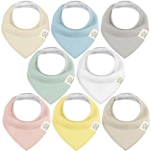 8-Pack Organic Baby Bandana Drool Bibs for Girls - Super Absorbent Baby Bibs for Baby Girls, Baby Boys, Soft Cotton Bandana Bibs, Baby Drool Bib, Teething Bibs for Infant, Toddler, Bib Girl (Dawn)