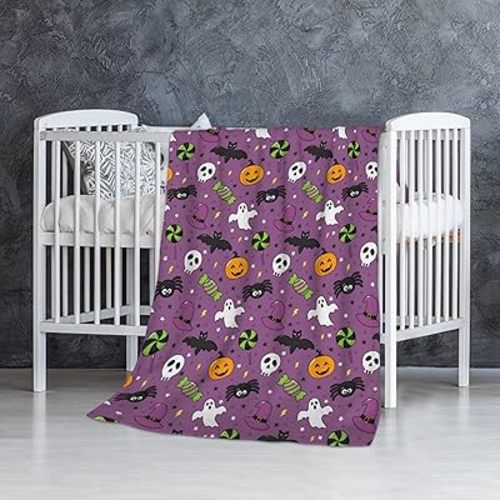 Halloween Pumpkin Ghosts Baby Blanket Gifts Super Soft Swaddle Newborn Cozy Baby Receiving Blanket Stroller Throw Blanket for Crib 40x30 in for Puppy