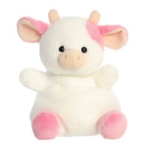 Aurora Small Party Sized Belle Strawberry Cow Palm Pals Adorable Stuffed Animal Pink 8"