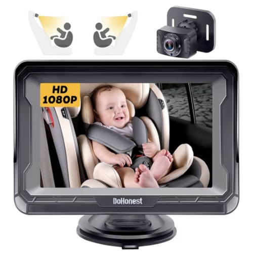 DoHonest Baby Car Camera HD 1080P - Rear-Facing Car Baby Monitor with Night Vision, Adjustable View Angle, Easy Setup, Anti-Glare Display, Safety for Kids & Infants