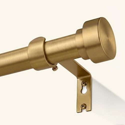 GEEBOBO Warm Gold Curtain Rods for Windows 66 to 120 Inch