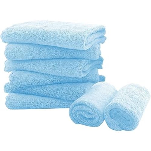 8 Pack Large Burp Cloths for Baby - 20" by 10" Ultra Absorbent Burping Cloth, Hand Washcloths, Newborn Towel - Milk Spit Up Rags - Burpy Cloths for Unisex, Boy, Girl - Burp Cloths Set(Aquamarine)
