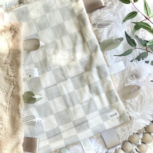 Check Lovey- Gender Neutral Lovie- Checkerboard Sensory Ribbon Blanket- Baby Boy Girl Gift- Tag Lovey- Personalize Name Lovey- Embroidered