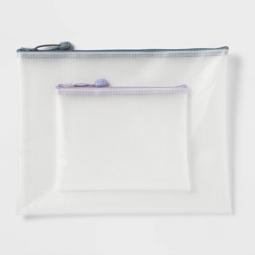 Legal & Accessory Size Zip Pouches Water-Resistant & Multi-color Zipper 2pk – up&up™