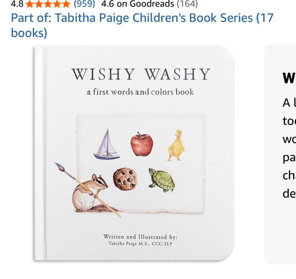Wishy Washy: A Board Book of First Words and Colors for Growing Minds (Tabitha Paige Children's Book Series)