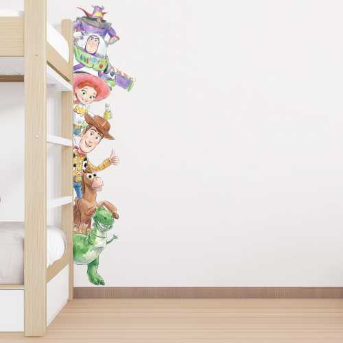 Toy Story WATERCOLOUR Peeping Characters Vinyl Wall Stickers Baby Kids Bedroom Decoration Poster Buzz Woody Jessie Rex Room Door Boys Girls
