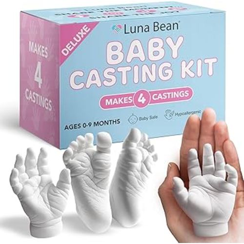 Luna Bean Baby Footprint & Hand Casting Kit (4 Pack) Newborn Keepsake Foot Hand Mold Kit - Baby Shower New Mom Gifts