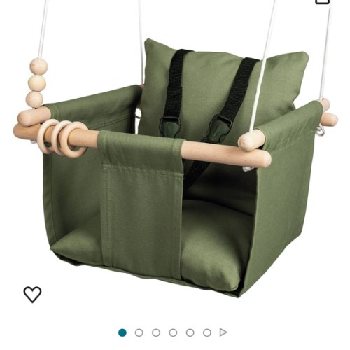 Indoor Outdoor Baby Swing with 3-Point Harness and Hardware for Ceiling, Porch, Doorway, Canvas Baby Swing Outdoor Toddler Swing Seat Green
