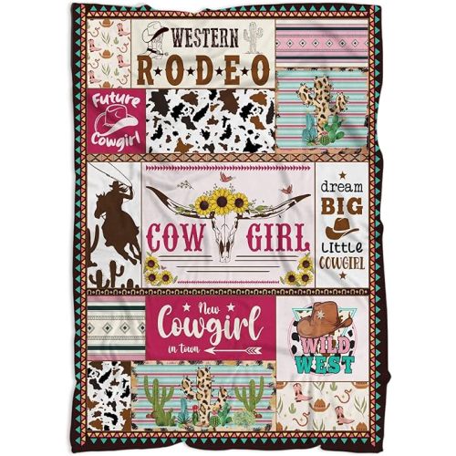 Cowgirl Baby Blankets - Girls 30'' x 40'' Pink Blanket for Newborns, Western Nursery Decor and Birthday Gift