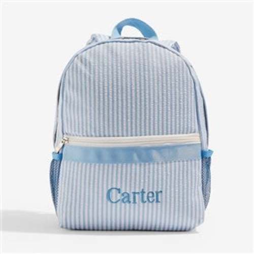 Seerrsucker Embroidered Toddler Backpack - Blue