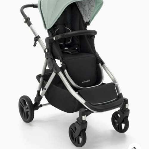Mockingbird Single-to-Double Stroller 2.0 | Sage, Windowpane, Silver with Black Leather
