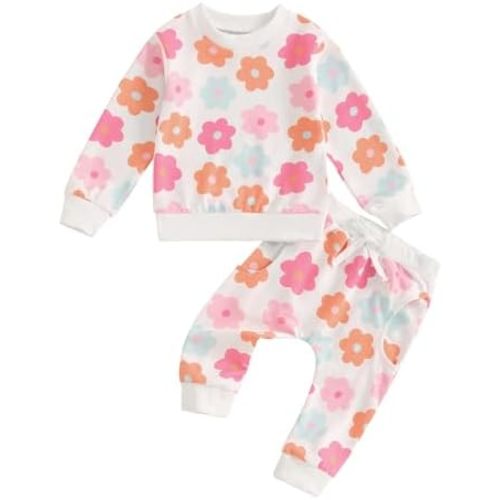 WZTYYDS Toddler Baby Girl Clothes 6 12 18 24 Months Fall Outfits Long Sleeves Sweatshirt Tops Pants Set 1-5T