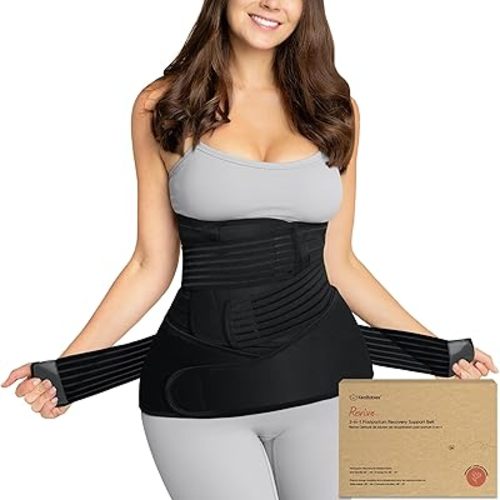 3 in 1 Postpartum Belly Support Recovery Wrap – Postpartum Belly Band, After Birth Brace, Slimming Girdles, Body Shaper Waist Shapewear, Post Surgery Pregnancy Belly Support Band (Midnight Black, M/L)