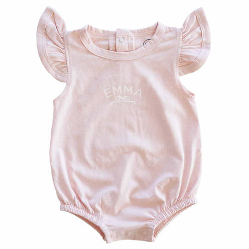 Personalized Ruffle Sleeve Bubble Romper | Pretty in Pink
