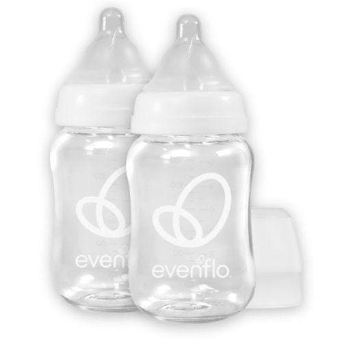 Evenflo Feeding Balance + Wide Glass Bottle, 6 fl oz, 2-Pack