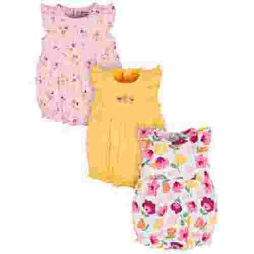 Onesies Brand Baby Girl Ruffle Sleeve Rompers, 3-Pack, Sizes, 0/3 Months - 24 Months