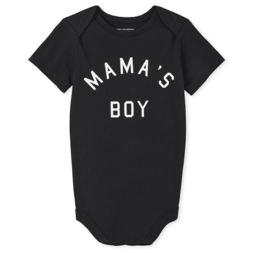Baby Boys Matching Family Mama's Boy Graphic Bodysuit - Black