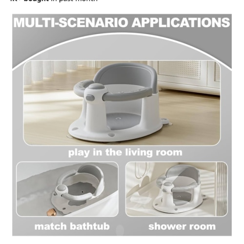 Baby Bath Seat for Babies 6 Months & up, Non-Slip Toddler Bath Seat for Baby & Newborn, Sit Up Bath Seat for Baby,Grey