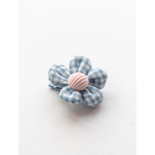 Gingham Flower Hair Clip in Blue