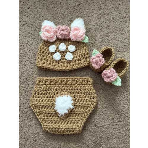 Crochet Baby Fawn Outfit/ Newborn Photo Prop/Baby Shower Gift/Infant Halloween Costume/MADE TO ORDER