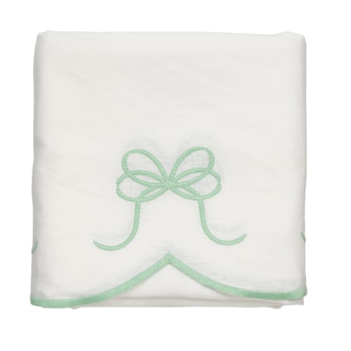 Bow Scalloped Crib Skirt in Garden Green | Caitlin Wilson