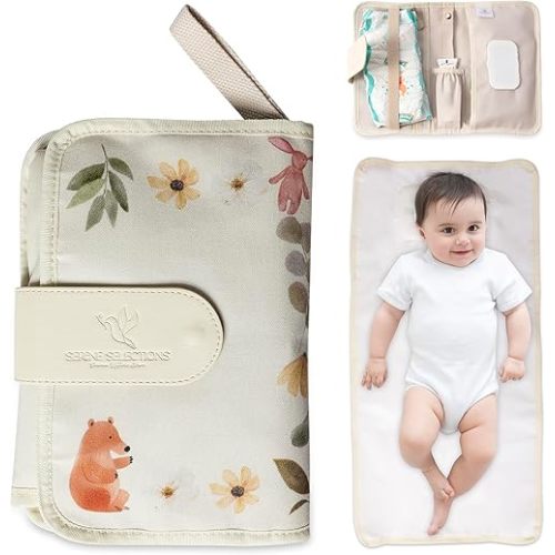 Portable Baby Diaper Changing Pad – Waterproof, Lightweight, & Foldable with Built-in Pillow | Perfect Travel Changing Mat for Baby Diaper Bag | Easy-to-Clean Portable Changing Station for On-the-Go