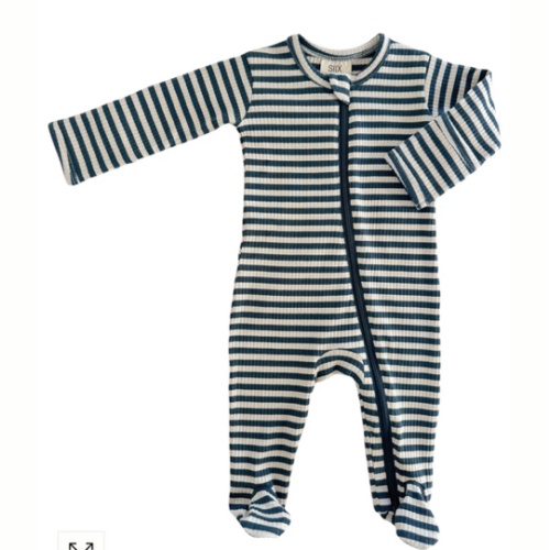 Steel Blue Stripe / Organic Ribbed Zip Footie – SpearmintLOVE