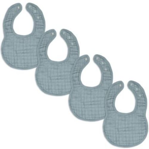Comfy Cubs Muslin Cotton Baby Bibs, 4 Pack, Adjustable Size with Easy Snaps, Soft and Super Absorbent - Pacific Blue