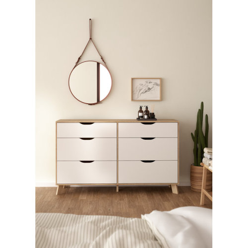 George Oliver Leota 6 Drawer Double Dresser, Jackson Hickory/White & Reviews | Wayfair