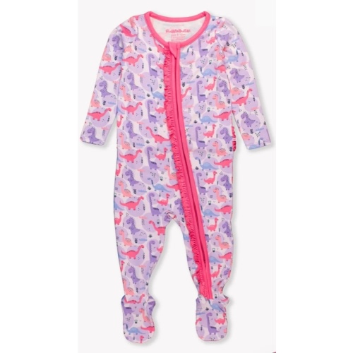 Ruffle One Piece Footie Pajama, Bamboo Viscose