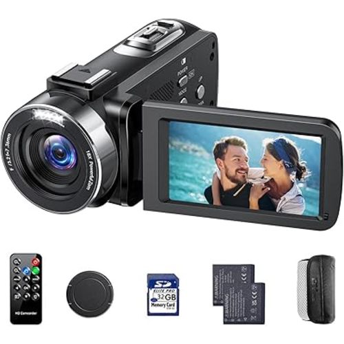 4K Video Camera Camcorder 42MP YouTube Vlogging Camera 18X Digital Zoom Webcam 3.0 Inch 270 Degree Rotation Screen Camcorders with 32G SD Card and 2 Batteries Recording While Charging