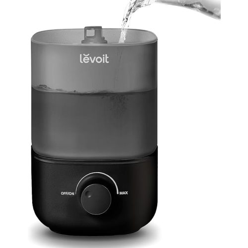 LEVOIT Classic 160 Top-Fill Ultrasonic Cool Mist Humidifier, Super Easy to Fill and Clean, Quiet Operation for Bedroom Home Baby & Plants, Auto Shut-off for Safety, 360° Rotating Nozzle, 2.5L, Black