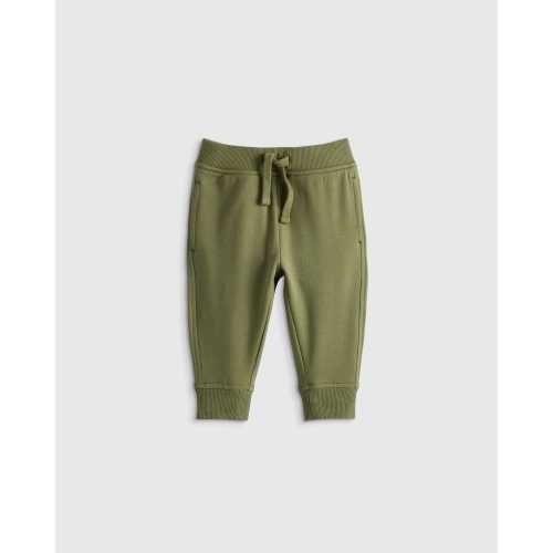Organic Cotton French Terry Joggers - Baby in Olive Green