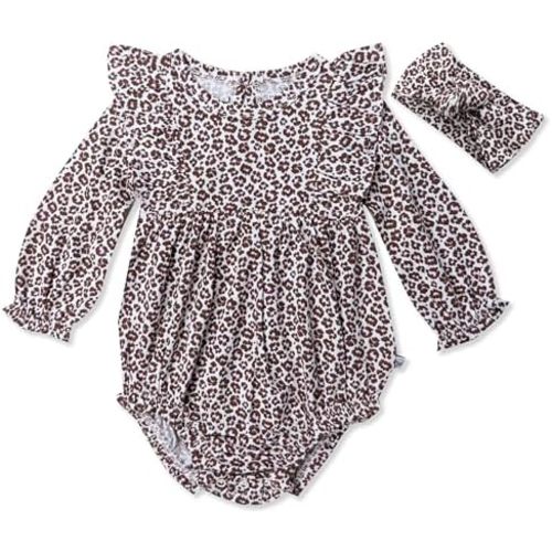 HonestBaby baby-girls Bubble Romper and Headband Set 100% Organic Cotton for Infant Baby and Toddler Boys, Girls, Unisex