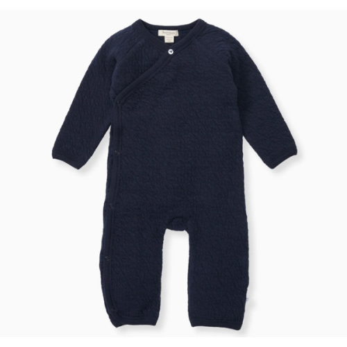 Organic Cotton Quilted Bee Wrap-Front Baby Jumpsuit - Midnight – Burt's Bees Baby