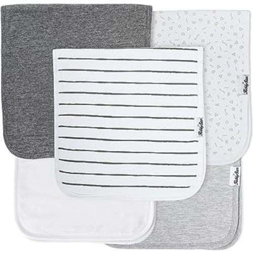 5 Pack Organic Cotton Baby Burp Cloths – 3 Layer, 21"x10" Large, Ultra Soft & Absorbent Burping Rags for Newborns – Infant Towels for Milk Spit Up