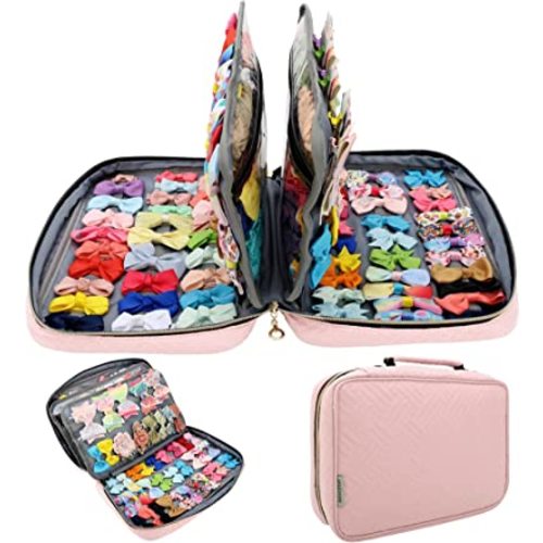 MICOM Hair Accessories Storage Bag For Baby Girls, Hair Bow Organizer, Multifunctional Hair Accessories Storage Carrying Case for Display Hair Clips, Headbands, Scrunchies, Travelling Storage Bag