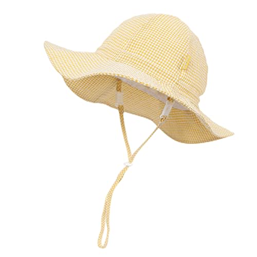 DASMINI Baby & Toddler Wide Brim Sun Hats UPF 50+ Sun Protection Bucket Cap Cute Adjustable Hat in Seersucker