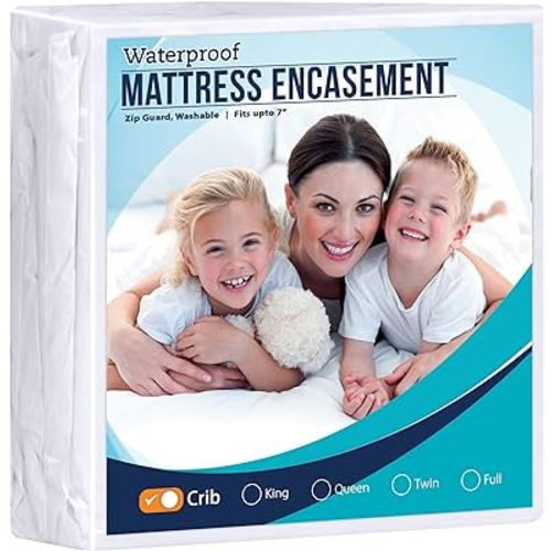 Utopia Bedding Zippered Mattress Encasement Crib - 100% Waterproof and Bed Bug Proof Mattress Protector - Absorbent, Six-Sided Mattress Cover