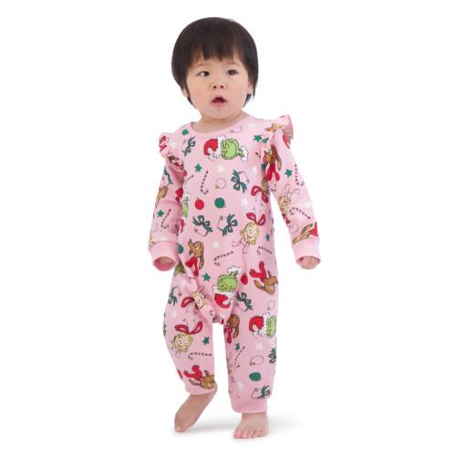 Dr.Seuss Baby Girl Grinch Printed Coverall, Sizes 0-24 Months