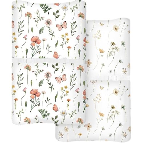 Changing Pad Covers 2 Pack, 32"x16" Baby Girl Boy Changing Table Pad Covers