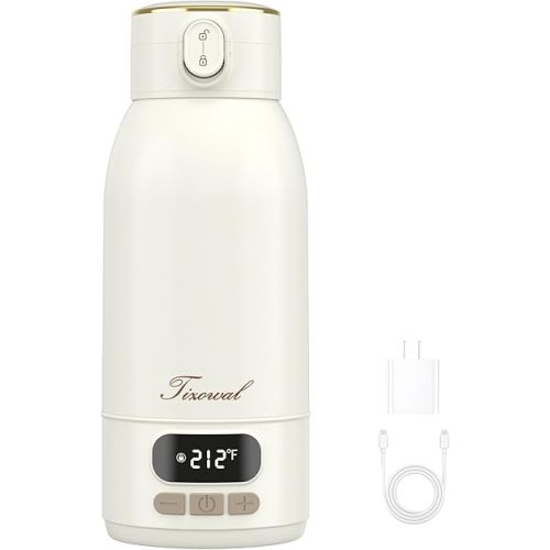 Portable Bottle Warmer for Travel Portable Milk Warmer for Baby Travel,Multi-Speed Keep Warm Function, 95-212℉ 17oz Capacity,66W Battery,24hrs Keep Warm,Best Choice for Travel Bottle Warmer on The Go