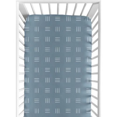 Sweet Jojo Designs Boy or Girl Gender Neutral Unisex Baby Fitted Crib Sheet Boho Hatch Blue and White