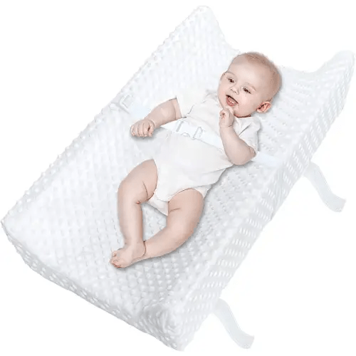 Baby Diaper Changing Pad for Dresser Top with Cover Waterproof Lining Foam Contoured Changing Table Pads Topper 31" x 16" White