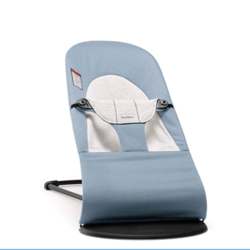 BabyBjörn Bouncer Balance Soft, Blue/Gray, Woven/Jersey | 2-in-1 Adjustable Baby Bouncer Seat and Toddler Chair, Newborn to Toddler (8-29 lbs), 4 Positions, Lightweight & Portable