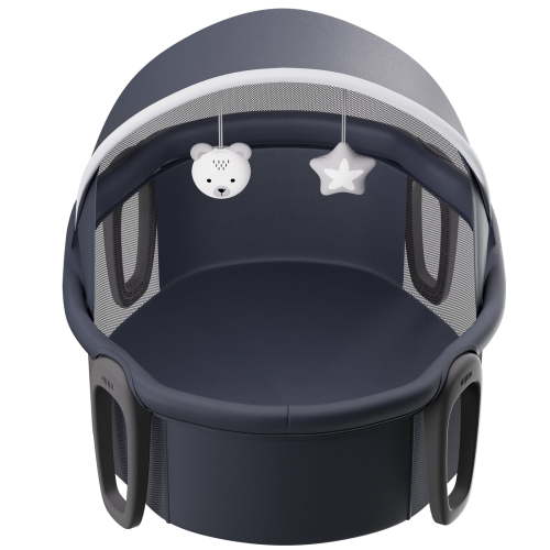KFFKFF Baby Bassinet, Travel-Friendly Baby Dome with Shade Cover & Engaging Toys, Easy-Fold Infant Playpen, Portable Crib for Home & Outdoor Use, Fits 0-6 Month Babies