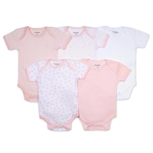 Burt's Bees Baby Unisex Organic Cotton Short and Long Sleeve Bodysuits, 5-Pack