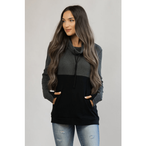 Nursing Pullover with Hidden Zipper – Dark Gray/Black