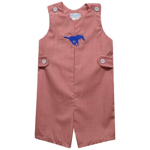 SMU Mustangs Vive La Fete Infant Gingham Jon Jon Romper - Red
