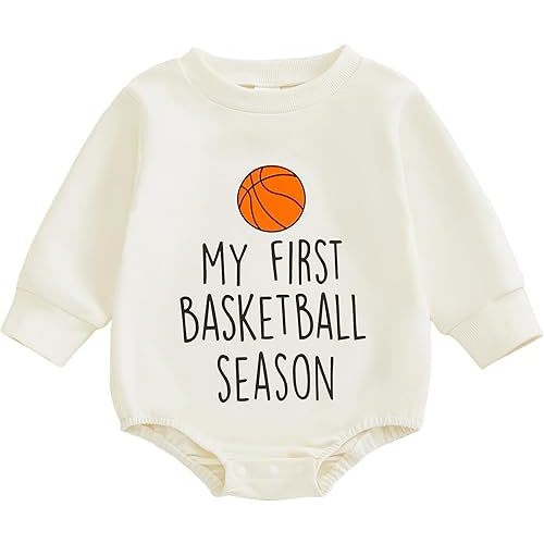 Newborn Baby Girl Boy Clothes My First Basketball Season Long Sleeve Sweatshirt Romper Cute Fall Winter Outfit